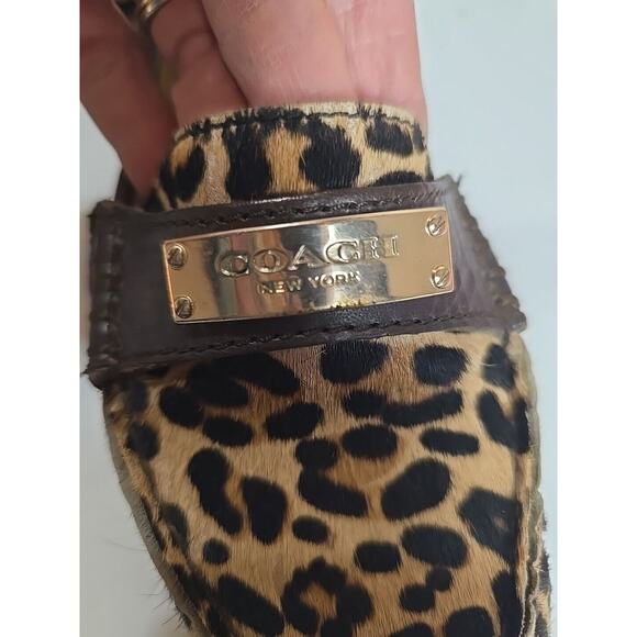 Coach Fredrica Brown Leopard Print Slip On Driving Loafer Flats Womens Size 6.5B - Picture 8 of 12